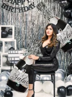 생일, 새해, 약혼, 기념일, 이벤트 축하 장식에 적합한 은색과 검정색 생일 파티 풍선 - 이미지 5