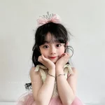 공주 머리핀 큰 리본 헤어 클립 어린이 왕관 리본 덕빌 클립 여자아이 학교 헤어그립 헤드웨어 선물 키즈 헤드드레스 - 이미지 3