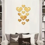 10PCS 벽화 데칼 3D 거울 벽 스티커 사랑 심장 이동식 스티커 거실 장식 벽 - 이미지 6