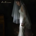 간단한 일반 신부 베일 성당 웨딩 액세서리, 부드러운 얇은 명주 그물 벨로 드 노비아 블랑코 웨딩 베일 2024 - 이미지 2