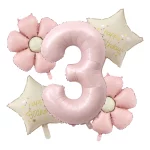 새로운 핑크 데이지 꽃 호일 풍선 Plumeria 공 웨딩 생일 파티 장식 베이비 샤워 사진 소품, 32 인치 핑크 번호 - 이미지 4