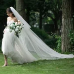 웨딩 베일 컷 에지 신부 베일 여성용 엑스트라 롱 웨딩 헤드피스 0.8*1.5+ 3*1.5 미터 - 이미지 3