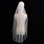 웨딩 베일 짧은 연필 가장자리 간단한 신부 베일, 우아한 로치 웨딩 베일, 긴 빗, 부드러운 싱글 V14 - 이미지 6