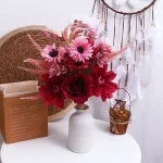 장미 다리아 인공 꽃 웨딩 장식 신부 꽃다발 크리스마스 파티 가짜 꽃 홈 가든 어레인지먼트 - 이미지 4