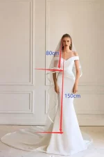 새틴 리본 웨딩 베일 2025 티 길이 두 겹 빗 포함 신부 베일 파티 신부 베일 여성 헤어 액세서리 - 이미지 3