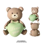 귀여운 사랑 포옹 곰 풍선 아기 생일 파티 발렌타인 데이 웨딩 만화 풍선 무광 핑크 브라운 그린 아기 곰 풍선 - 이미지 5