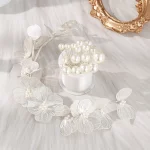 모리 스타일 나비 꽃 수제 헤어 밴드와 머리 핀 세트 여자를위한 패션 파티 머리띠 축제 보석 머리 장식