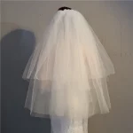 빗 저렴한 Voile Mariage Welon 액세서리와 컷 에지 2 레이어 웨딩 신부 베일 - 이미지 2
