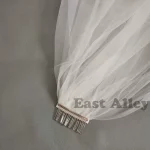 화이트 엘보 길이 웨딩 베일, 크리스탈 컷 엣지, 신부 베일, 빗 비드 베일 트림, 1 티어 - 이미지 6