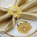 장미 꽃 냅킨 거치대, 꽃 라인석 냅킨 반지, 결혼식 크리스마스 파티 디너 테이블 장식, 1/6 - 이미지 2