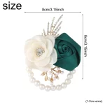 인공 에메랄드 그린 Boutonnieres Mensuit 액세서리 신부 들러리 손목 코사지 웨딩 액세서리 - 이미지 4