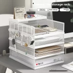 금속 쌓을 수 있는 종이 트레이, 금속 메쉬 데스크탑 주최자, 종이 분류기, 편지 트레이, 사무실용 파일 문서 보관 랙 - 이미지 2