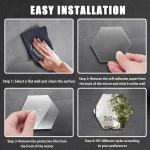 3/6/12pcs 3D 육각형 거울 벽 스티커 DIY TV 배경 거실 스티커 벽 장식 침실 욕실 홈 인테리어 - 이미지 6