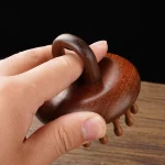 HUA 다기능 마사지 빗 마사지 도구 휴대용 원형 치아 Guasha 빗 나무 치료 두피 헤드 마사지 링 - 이미지 4