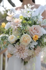 가을 샴페인 인공 꽃 콤보 상자, DIY 웨딩 신부 부케, 베이비 샤워 꽃꽂이 장식 - 이미지 4