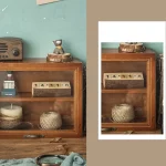 벽 디스플레이 박스 나무 캐비닛 섀도우 케이스 보관 머그잔 나무 빵 정리함 거치대 선반 컵 조리대 랙 박스 - 이미지 5