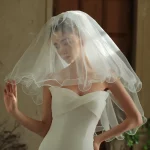 V377 new three-layer curled girly veil white short wedding photo styling prop hair clip style wedding dress wedding accessories - 이미지 3