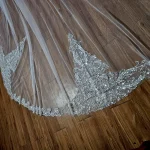 빛나는 다이아몬드 스팽글 대성당, 폭 3 미터 베일, 신부 웨딩 액세서리, 머리 빗 포함, 럭셔리 베일, 맞춤형 베일 - 이미지 5