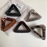 기하학 삼각형 대형 머리 발톱 클립 크랩 클램프 여자 여자 레오파드 포니 테일 홀더 헤어 바레트 헤어핀 헤어 액세서리 - 이미지 2