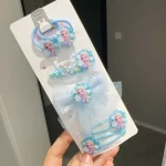 냉동 엘사 공주 머리 머리핀 머리 장식 어린이 헤어 클립 측면 깨진 헤어 클립 소녀 만화 엘사 머리 - 이미지 5