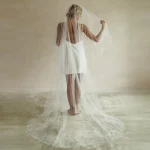 2 계층 웨딩 베일 긴 진주 블러셔 커버 페이스 대성당 소프트 Tulle 웨딩 액세서리 V171와 신부 베일을 페르시 - 이미지 2