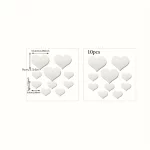 10PCS 벽화 데칼 3D 거울 벽 스티커 사랑 심장 이동식 스티커 거실 장식 벽 - 이미지 3