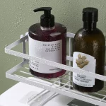 화장실 선반 위 화장실 보관함 1단 욕실 정리 선반, 다기능 종이 홀더 바구니 드릴링 공간 보호기 없음 - 이미지 4