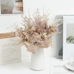 인공 플라스틱 꽃 유칼립투스 민들레 소박한 현대 야외 홈 가짜 웨딩 가을 장식을위한 수제 꽃다발 - 이미지 6