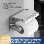 전화 선반이있는 스테인레스 스틸 화장지 홀더 욕실 티슈 홀더 가정용 종이 홀더 용 화장지 롤 홀더 - 이미지 2