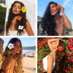 하와이 꽃 헤어 클립 여름 해변 생일 파티 웨딩 장식 소녀 인공 계란 꽃 머리핀 액세서리 - 이미지 2