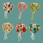 한국 귀여운 수제 크로셰 할로우 삼각형 머리띠 수건, 용수철 및 여름 여행 문학 사진 헤어 스카프