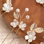 5 개/갑/팩 꽃 클립 웨딩 머리핀 절묘한 웨딩 헤어 쥬얼리 신부 액세서리 여성 헤어 스트랩 진주 웨딩 헤어 빗 - 이미지 4