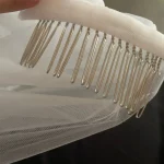 금속 빗 레이스 아플리케가있는 아름다운 더블 레이어 신부 베일 가장자리 신부 결혼 짧은 머리 신부 액세서리 - 이미지 6