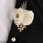 신랑 Boutonniere 남자 결혼식 증인 브로치 실크 로즈 Boutonniere 남자 코사지 핀 결혼식 Boutonniere 꽃 파티 파티 - 이미지 2
