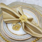 장미 꽃 냅킨 거치대, 꽃 라인석 냅킨 반지, 결혼식 크리스마스 파티 디너 테이블 장식, 1/6 - 이미지 3