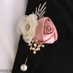 신랑 Boutonniere 남자 결혼식 증인 브로치 실크 로즈 Boutonniere 남자 코사지 핀 결혼식 Boutonniere 꽃 파티 파티 - 이미지 4
