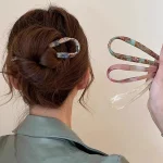 여성을위한 U 자형 아크릴 헤어 클립 한국 스타일 포니 테일 머리핀 패션 소녀 헤어 컬러 머리핀