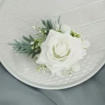1/6PCS 화이트 로즈 웨딩 손목 코사지 및 Boutonniere 세트 ForBride 신부 들러리 남자 신랑 로즈 웨딩 꽃 액세서리 - 이미지 4