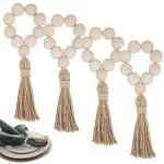 1/12PCS 나무 구슬 냅킨 링 술과 화환 농가 구슬 소박한 국가 테이블 냅킨 홀더 결혼식 홈 Boho 장식 - 이미지 5