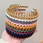 여성을위한 3Pcs 우아한 솔리드 컬러 웨이브 Hairbands 유행 이빨 미끄럼 방지 헤어 빗 헤어 액세서리 소녀 페이스 워시 머리띠 - 이미지 4