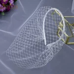 JM21 신부를위한 블랙 화이트 머리띠 베일 결혼식을위한 매력적인 베일 얼굴에 매혹적인 새장 베일 미니 베일 - 이미지 2