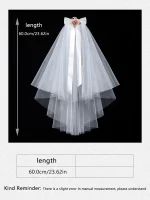 신부 베일 웨딩 베일 짧은 웨딩 베일 진주 꽃 신부 베일 웨딩 헤어 액세서리 - 이미지 6