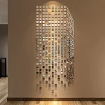 3D 사각형 벽 스티커 모자이크 거울 벽 데칼, 아크릴 DIY 벽화, 거실 침실 아트 홈 데코, 2 cm, 3 cm, 4cm 대형, 100 개 - 이미지 5