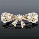 럭셔리 라인 석 봄 머리핀 여성을위한 우아한 가짜 크리스탈 활 헤어 클립 뒤로 머리 바레트 헤어 액세서리 모자를 쓰고 있죠 - 이미지 4