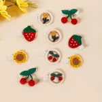 10Pcs 딸기 체리 해바라기 헝겊 클립 아기 귀여운 조합 머리핀 어린이 헤어 액세서리 외부 사진 찍기 - 이미지 2