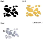 패션 거실 장식 자체 접착 홈 장식, 3D 페블 데칼, 거울 표면 벽 스티커, 비닐 벽화 아트, 12 개 - 이미지 5