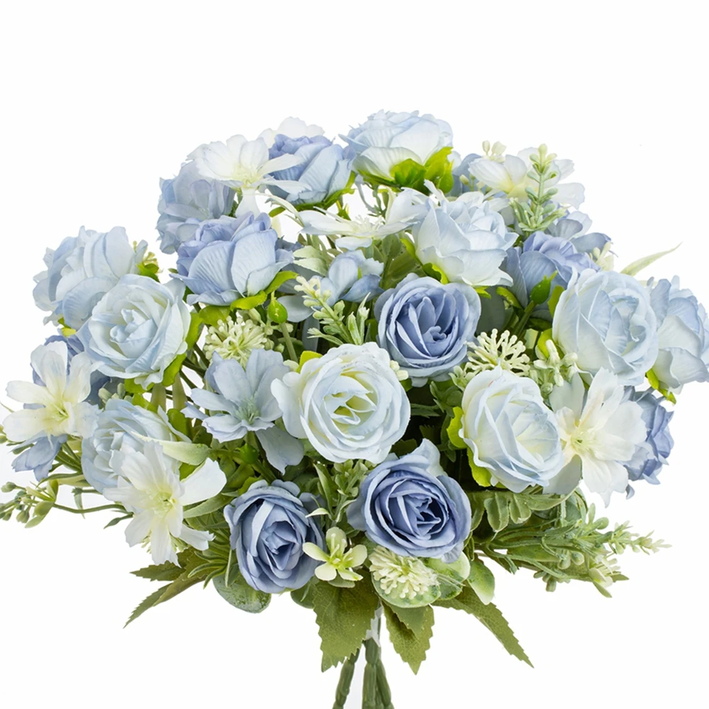 인공 꽃 실크 장미 웨딩 화환 홈 룸 테이블 축제 장식 신부 꽃다발 야외 마당 정원 DIY 선물 상자