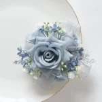 블루 웨딩 Ribbion 손목 코사지 Boutonnière Fleur Artificielle Mariage 남자 신랑 Fiori Da Polso - 이미지 4