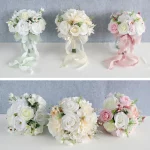 웨딩 부케 가짜 꽃 새로운 신부 휴대용 꽃꽂이 사진 소품 웨딩 장식 홈 장식 꽃