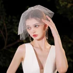 여성용 웨딩 낚시 그물 및 새장 베일에 적합한 흰색 우아한 신부 베일 - 이미지 3